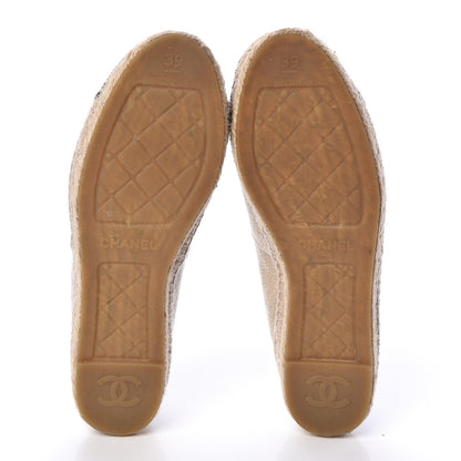 Chanel Toile Sequin CC Espadrilles 39 Beige Black 7 of 13
