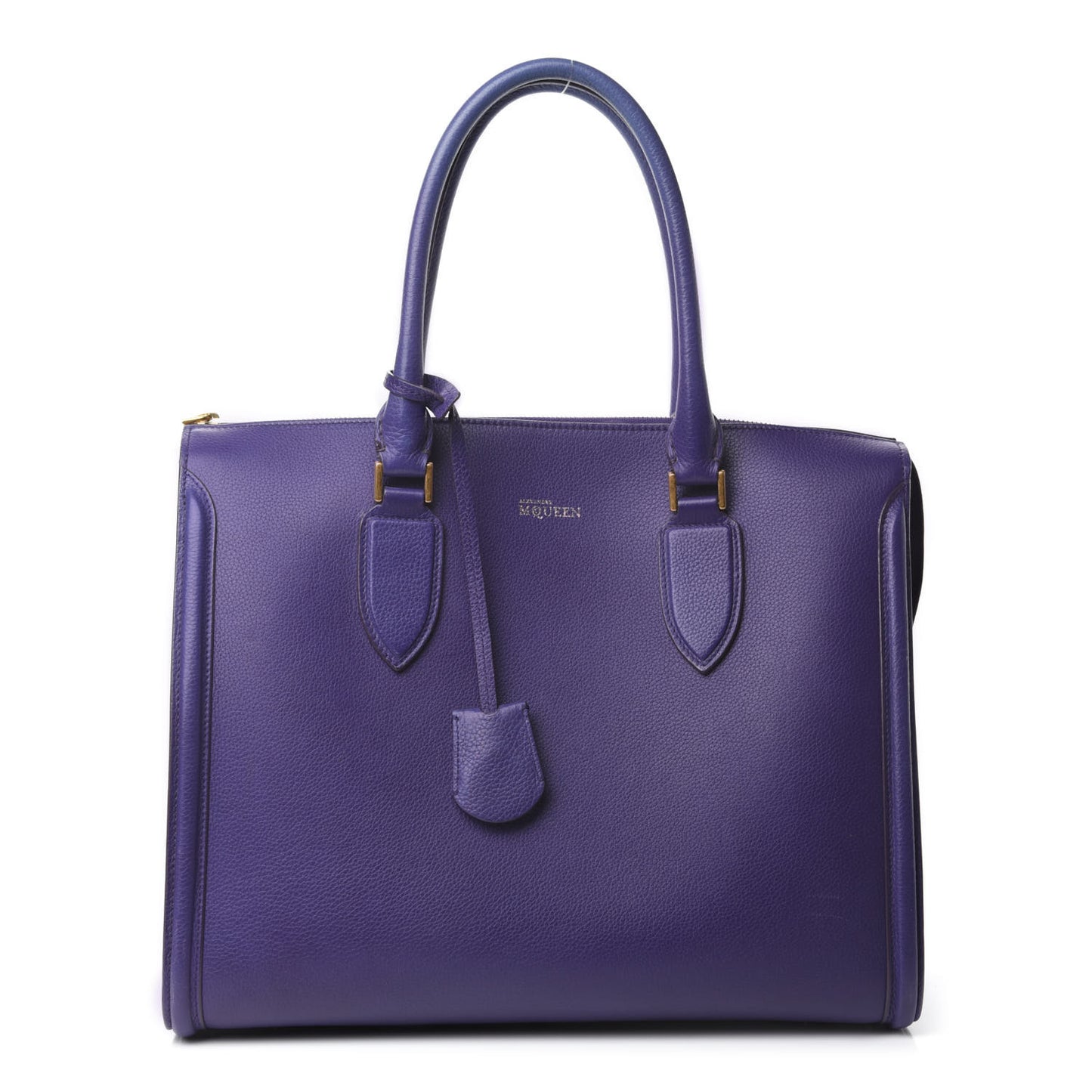 Pebbled Calfskin Zip Up Heroine Tote Purple