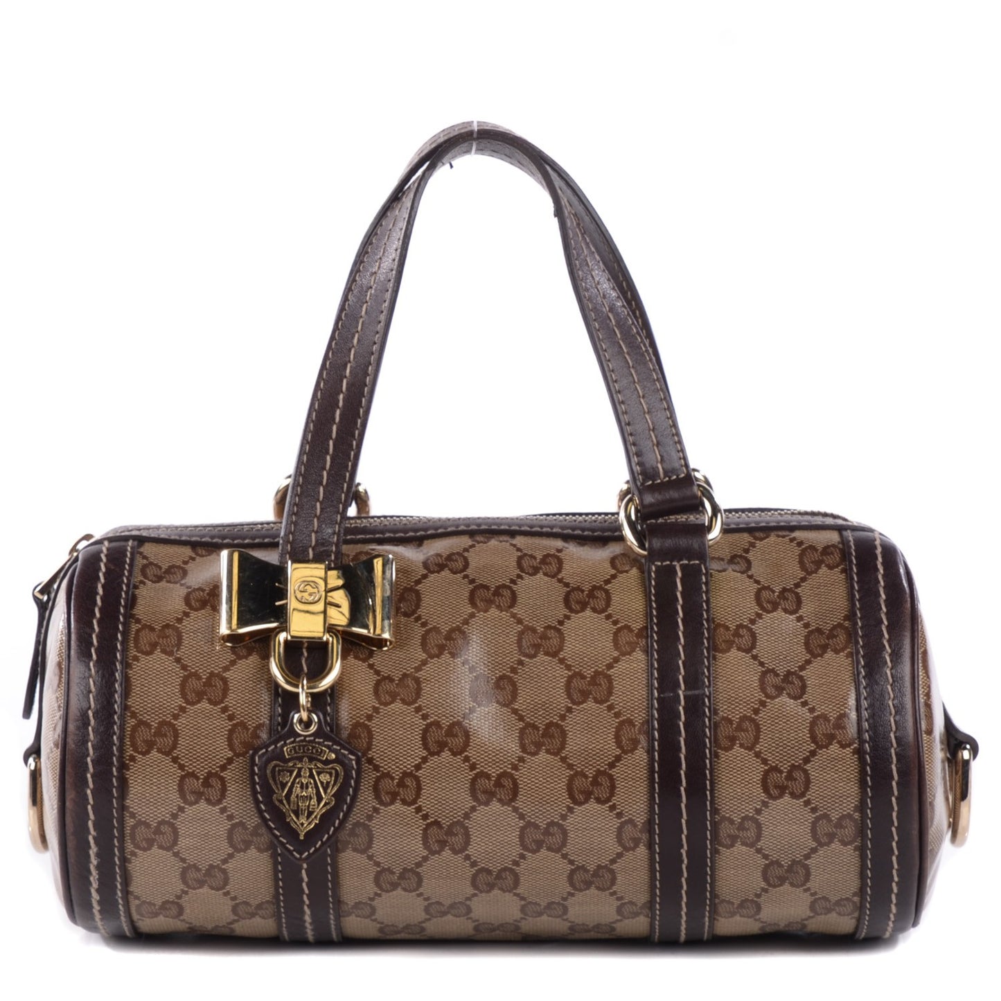 Crystal Monogram Duchessa Small Boston Bag Brown