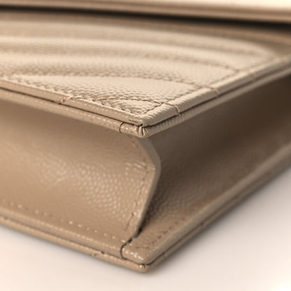 Saint Laurent Grain De Poudre Matelasse Chevron Monogram Envelope Chain Wallet Nude Powder 7 of 7
