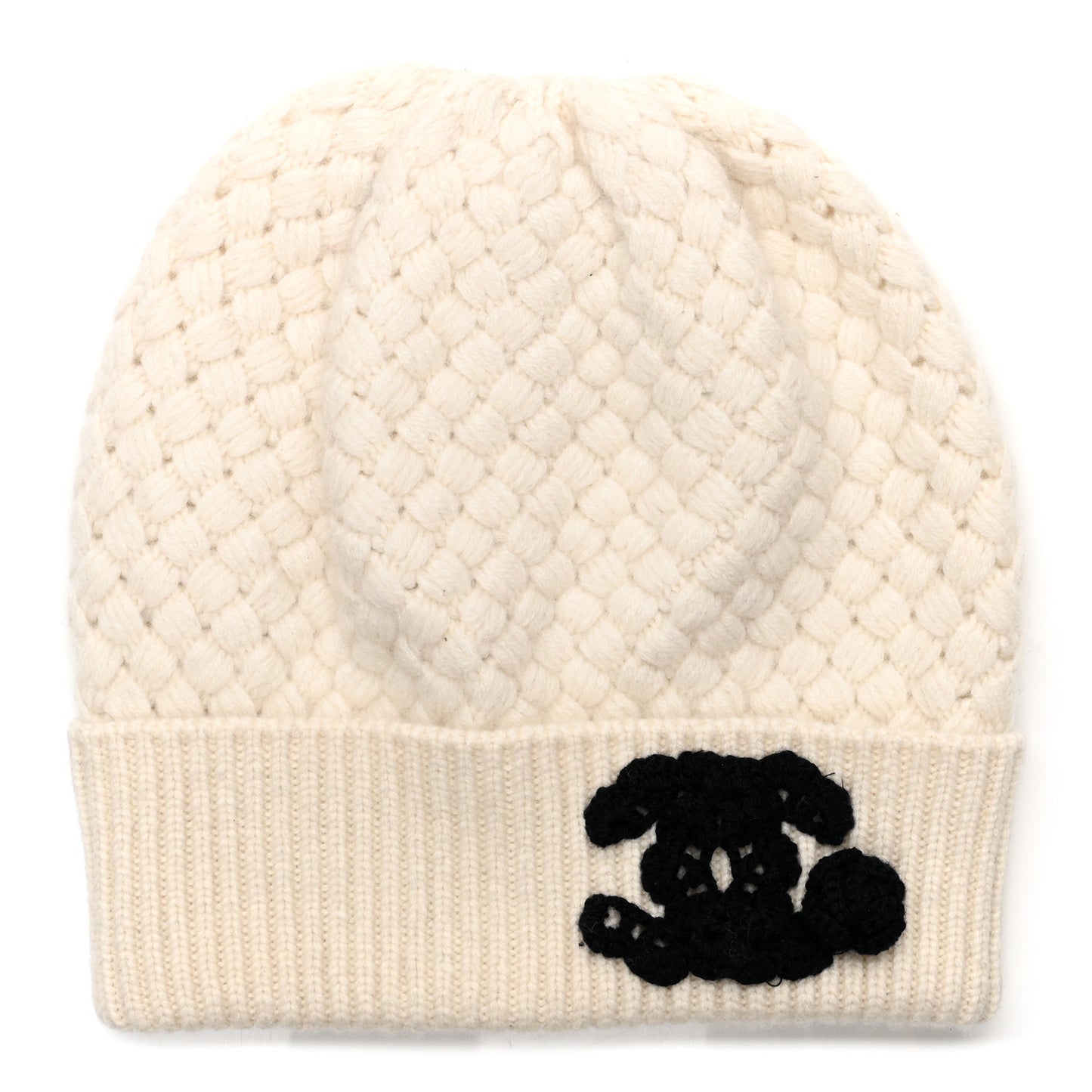 Cashmere CC Knitted Beanie Hat Black White