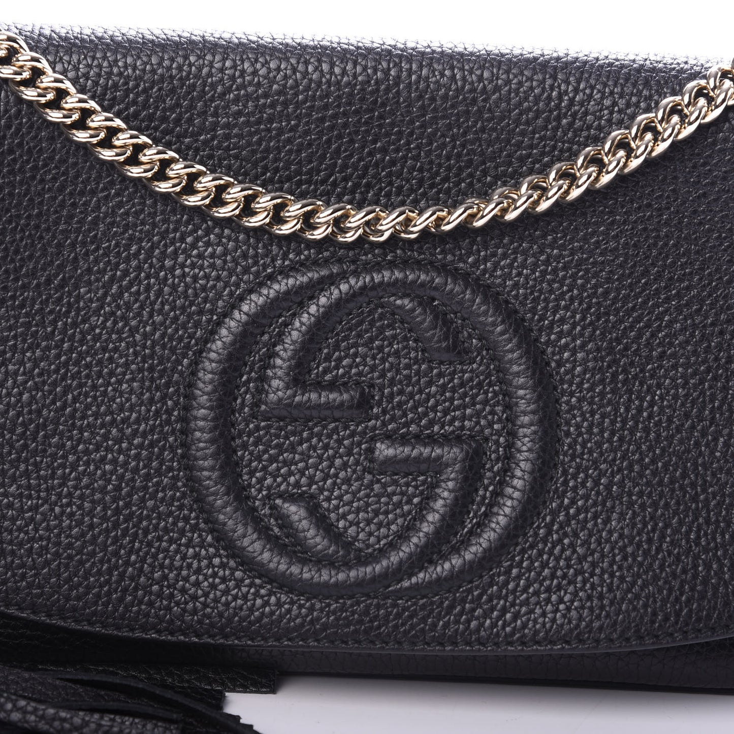 Pebbled Calfskin Medium Soho Flap Crossbody Black