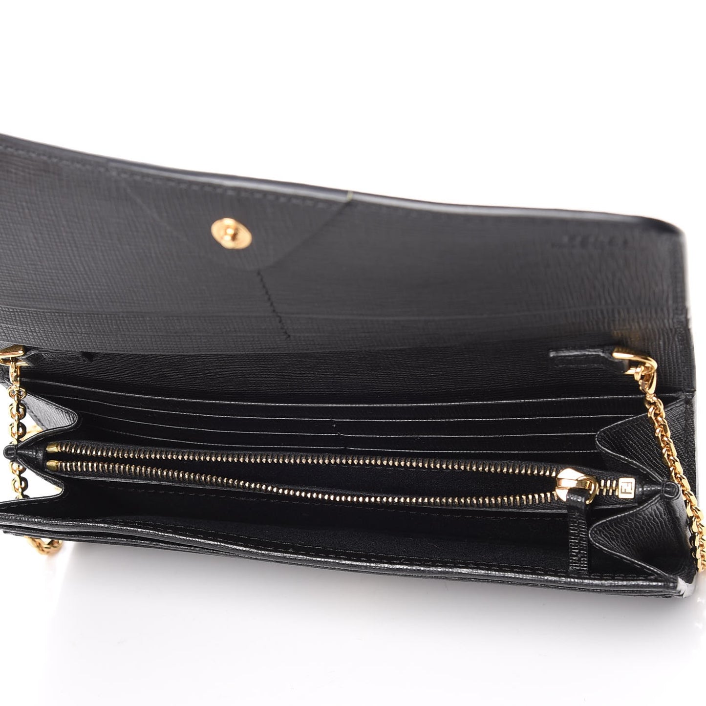 Vitello Elite Studded Monster Continental Wallet on Chain Black