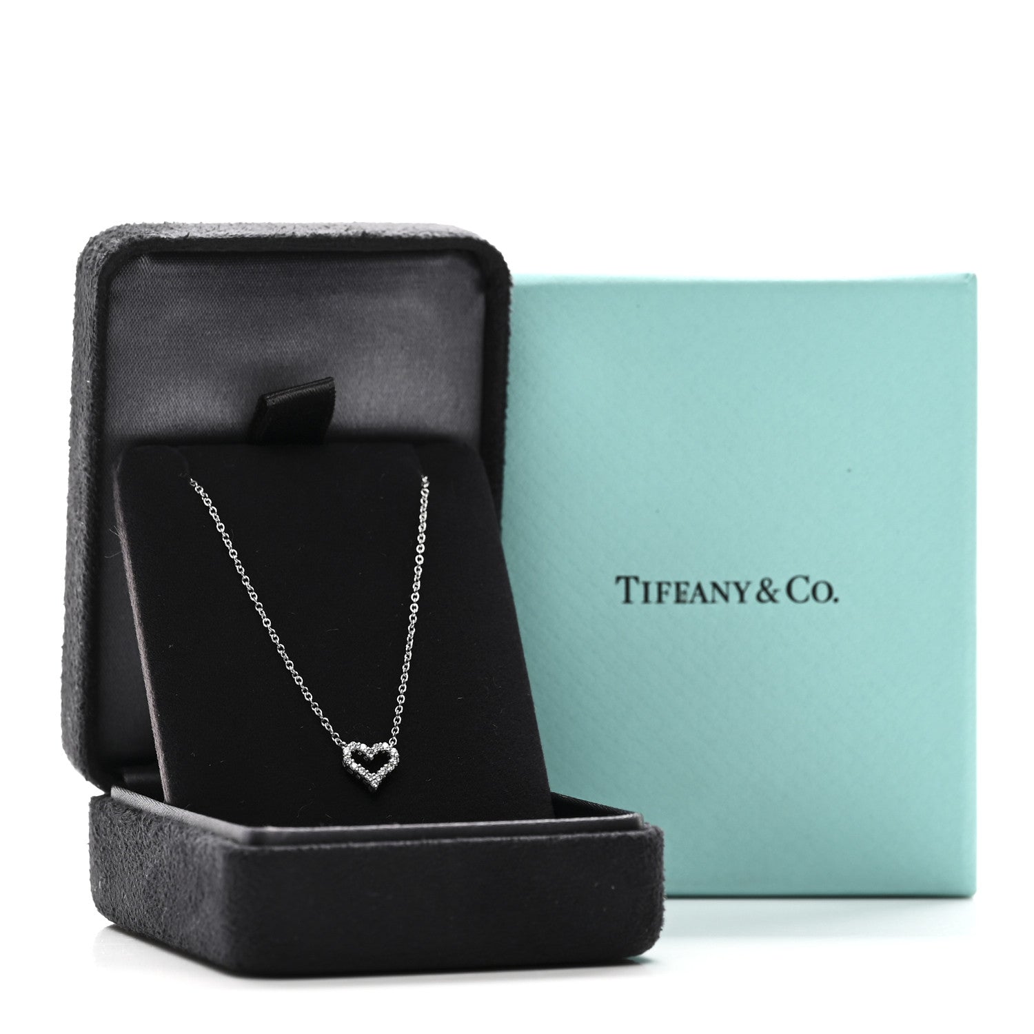 Tiffany Platinum Diamond Extra Mini Heart Pendant Necklace 5 of 5