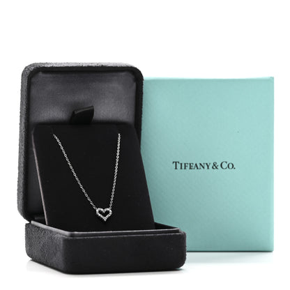 Tiffany Platinum Diamond Extra Mini Heart Pendant Necklace 5 of 5