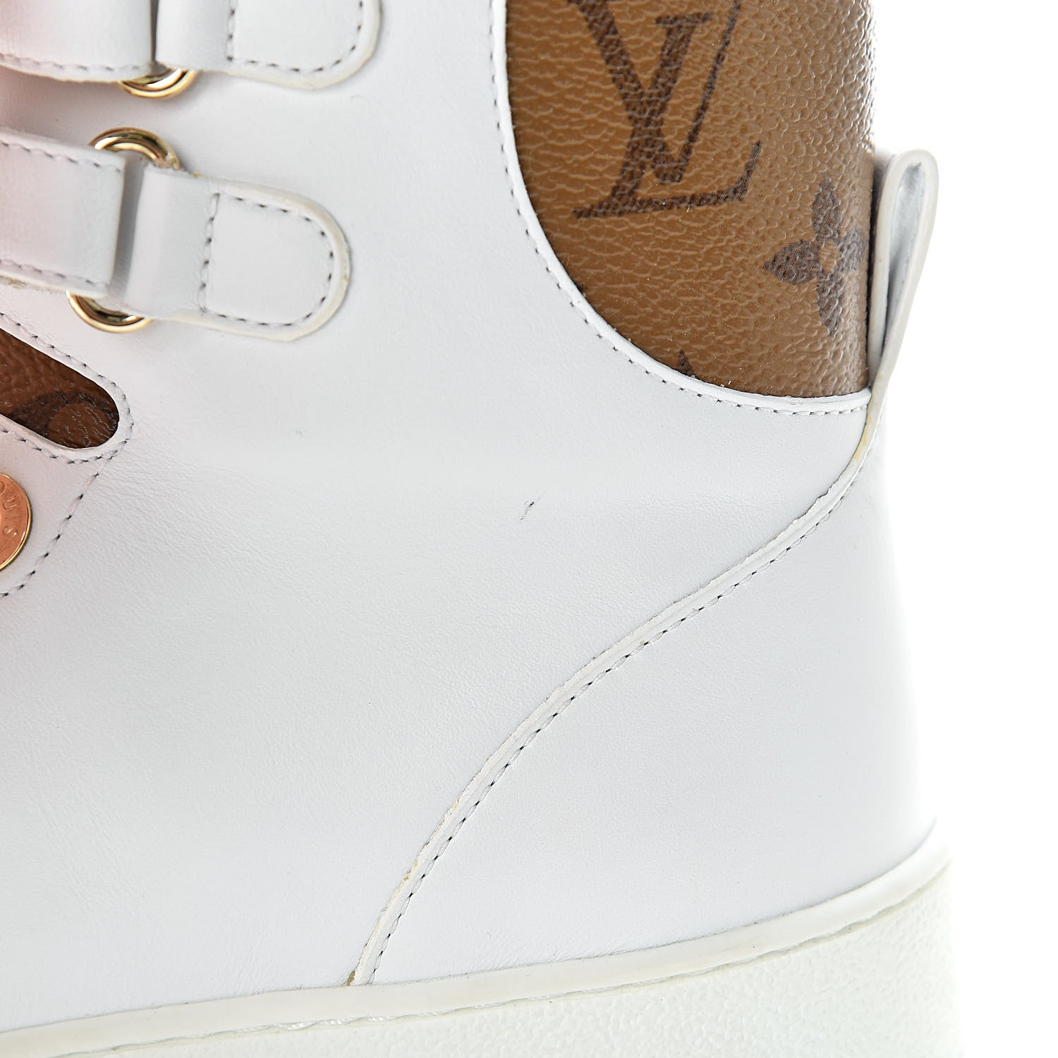 Louis Vuitton Calfskin Reverse Monogram Boombox High Top Sneakers 38.5 White 12 of 16