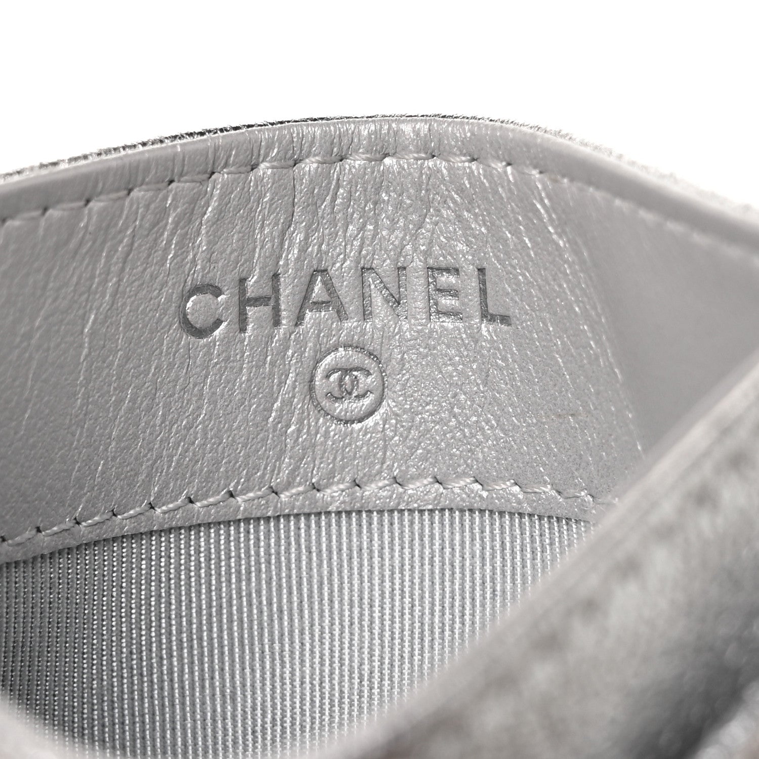 Chanel Metallic Lambskin Quilted Card Holder Silver 6 of 10