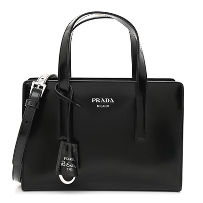 Prada Spazzolato Mini Re-Edition 1995 Double Handle Handbag Black 1 of 8