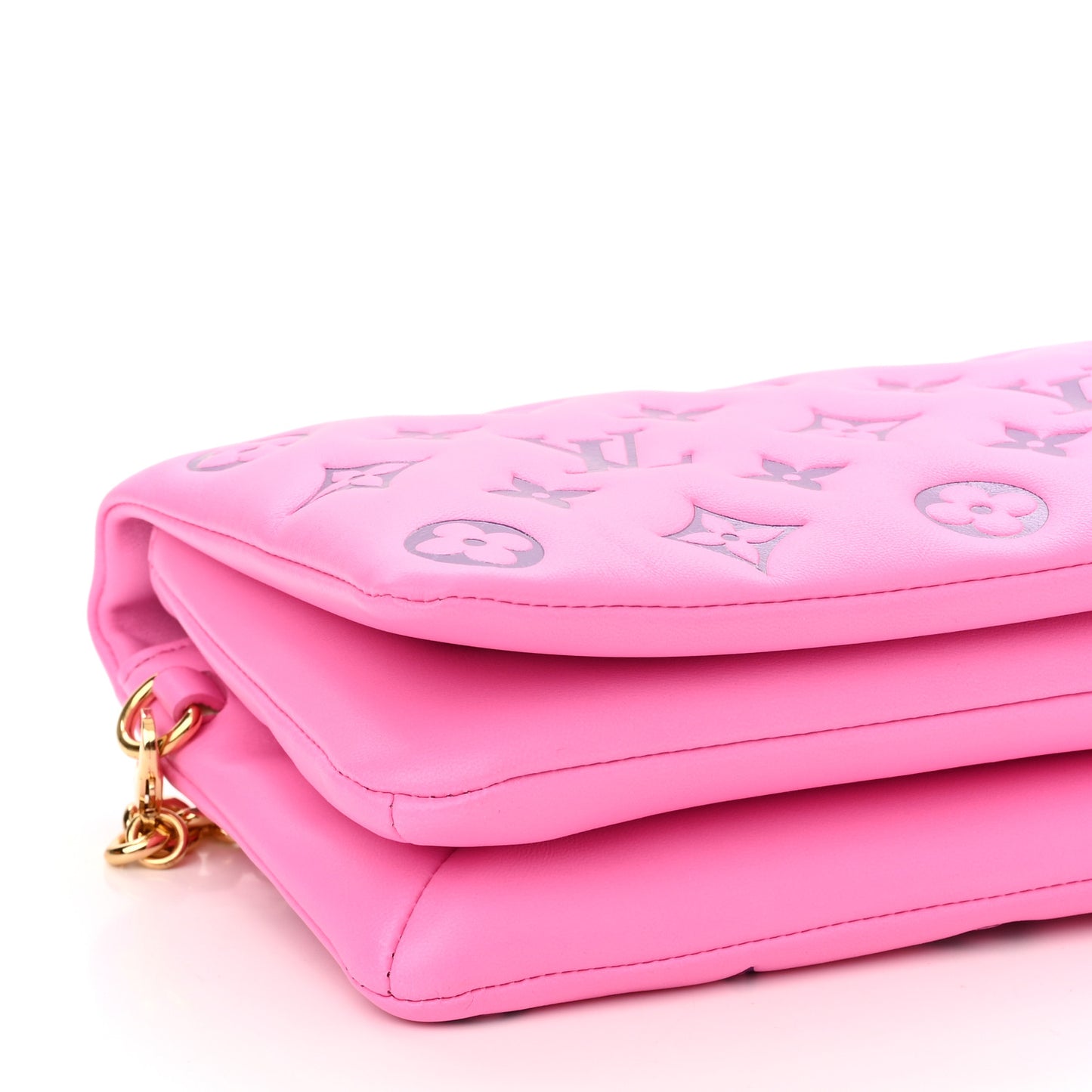 Lambskin Embossed Monogram Vuittamins Pochette Coussin Rose Violet