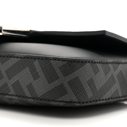 Fendi Glazed Fabric Vitello Liberty FF 1974 Diagonal Baguette Black Sunflower 9 of 10