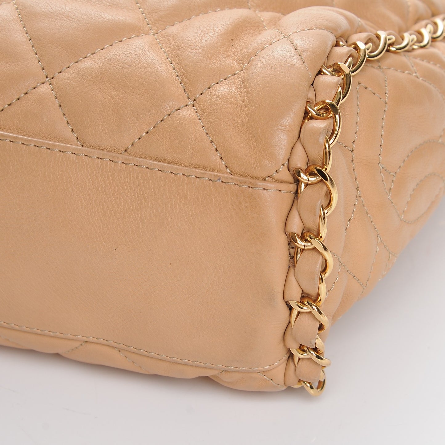 Calfskin Quilted Medium Chain Me Hobo Beige