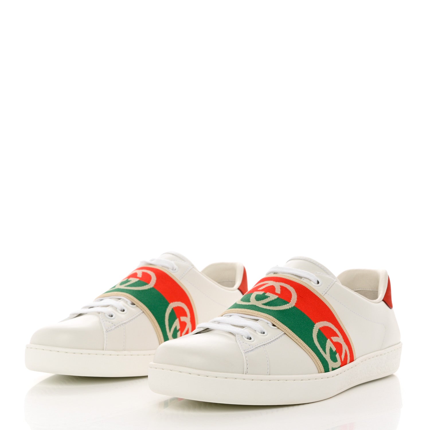 Gucci Calfskin Web Interlocking G Mens Ace Sneakers 8.5 White 3 of 9