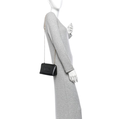 Celine Smooth Calfskin Cuir Triomphe Clutch on Chain Black 2 of 9