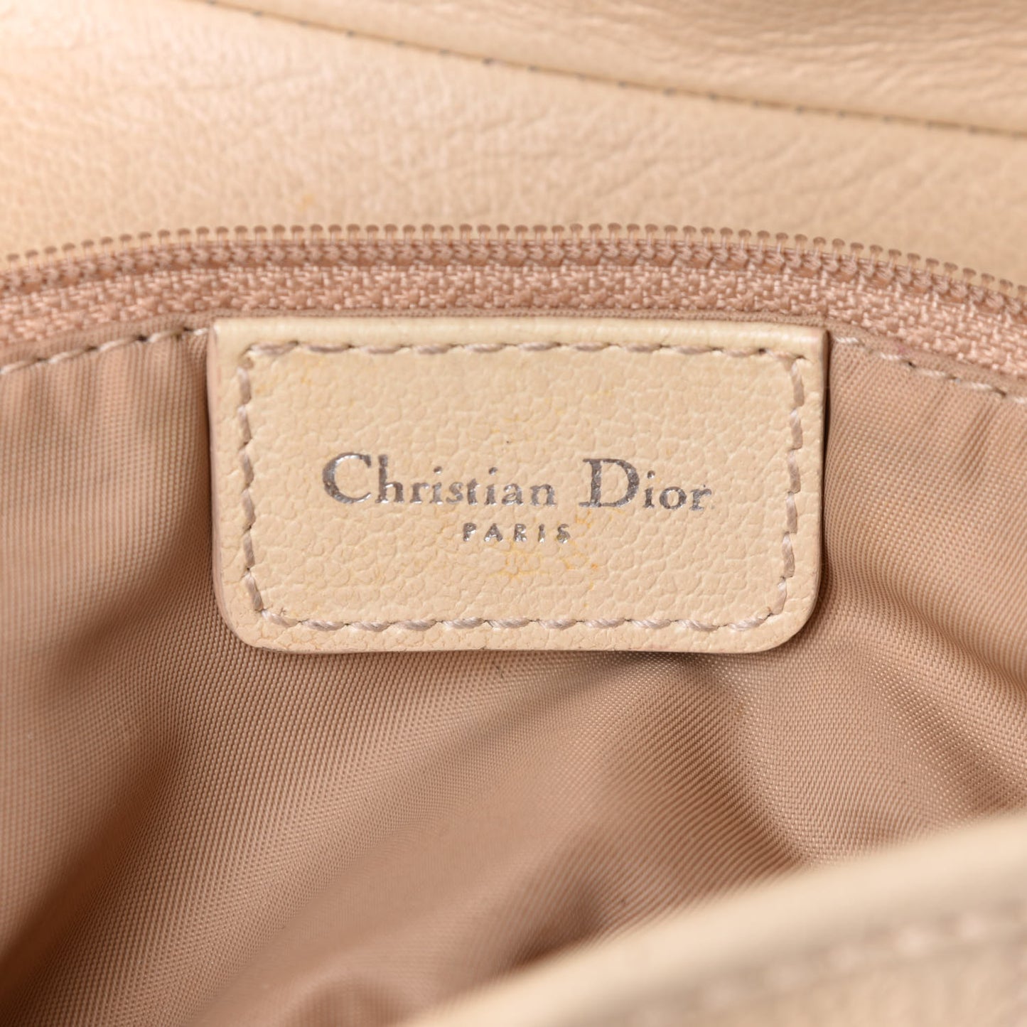 Grained Calfskin Saddle Bag Beige