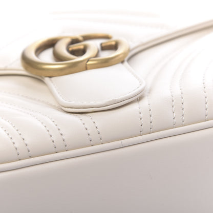 Gucci Calfskin Matelasse Sylvie Web Small GG Marmont Top Handle Shoulder Bag White 11 of 14