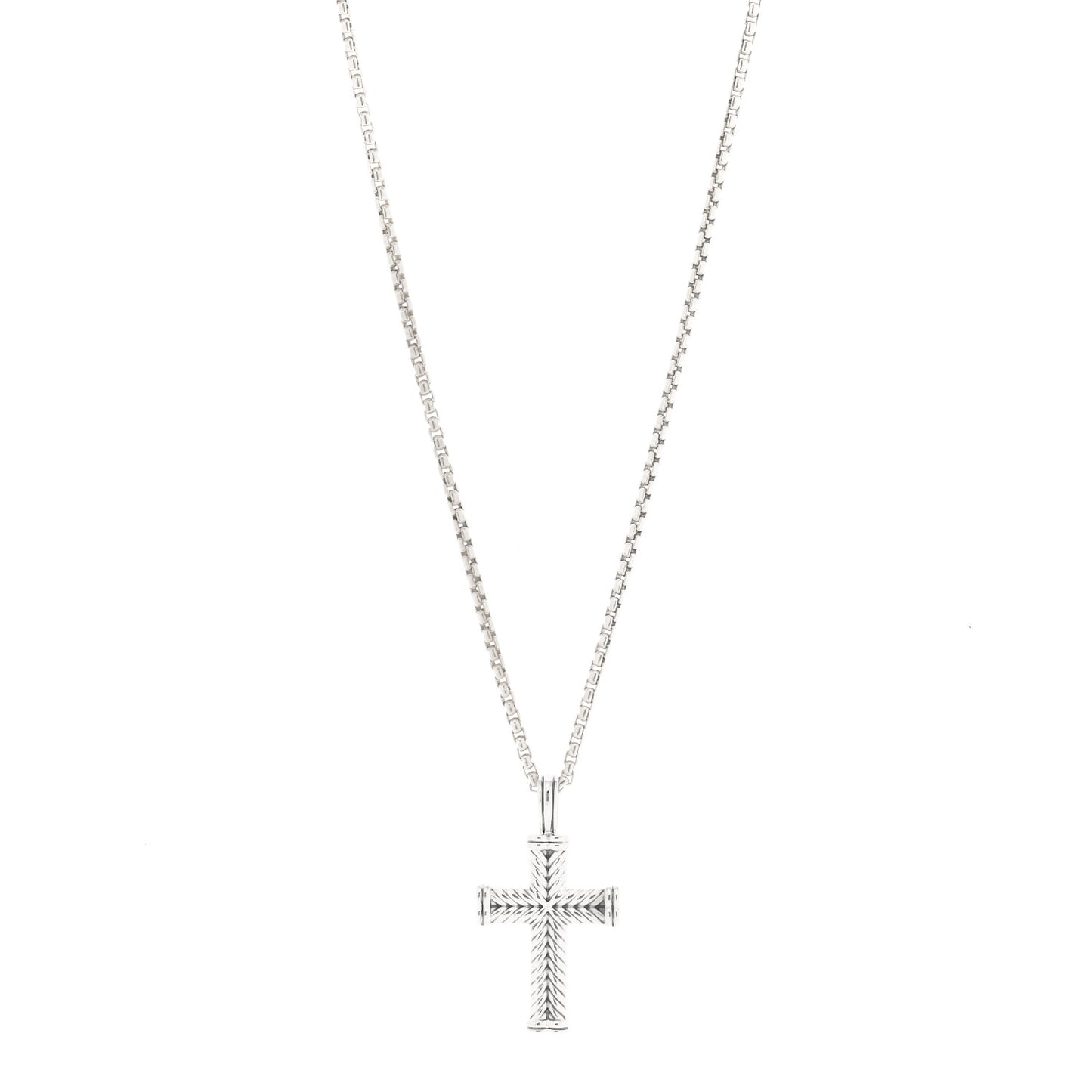 Sterling Silver Chevron Cross Pendant Necklace