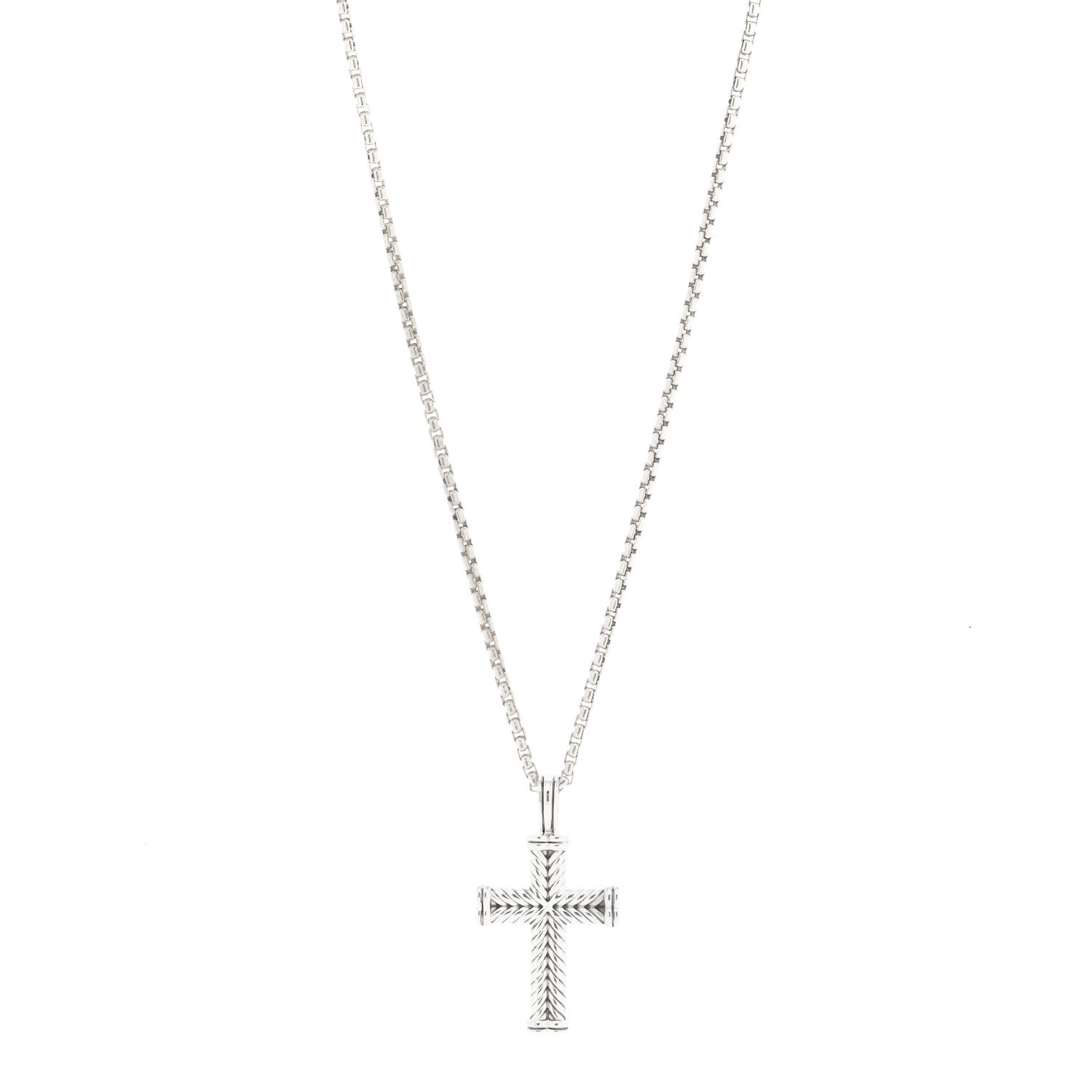 David Yurman Sterling Silver Chevron Cross Pendant Necklace 1 of 4