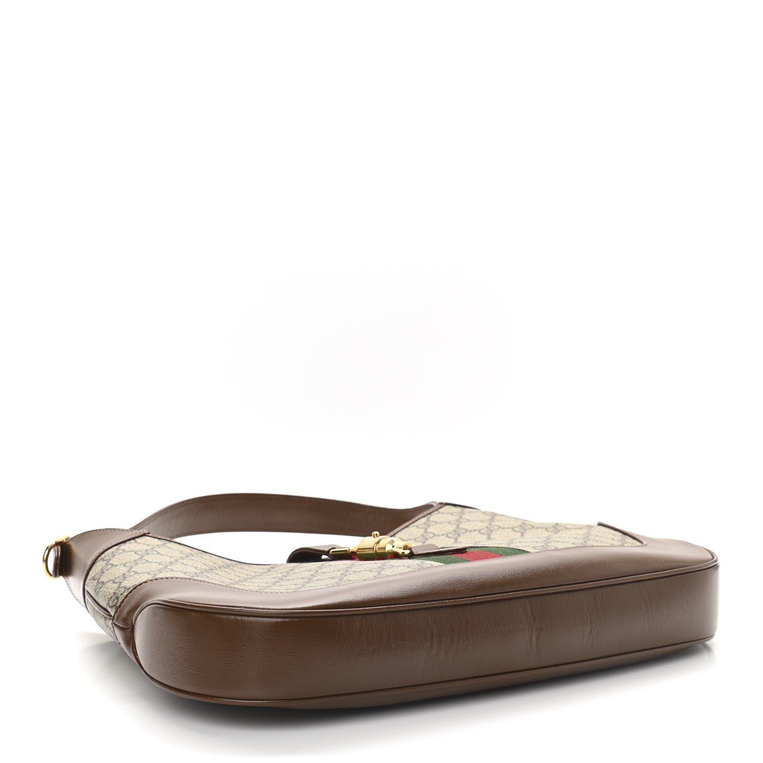 Gucci GG Supreme Monogram Azalea Calfskin Web Medium Jackie 1961 Hobo Beige Ebony Brown Sugar 4 of 10