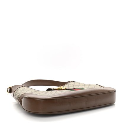 Gucci GG Supreme Monogram Azalea Calfskin Web Medium Jackie 1961 Hobo Beige Ebony Brown Sugar 4 of 10