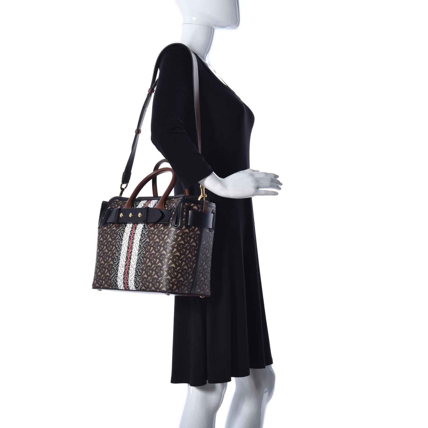 Burberry E-Canvas Monogram Stripe Small Belt Tote 2 of 16