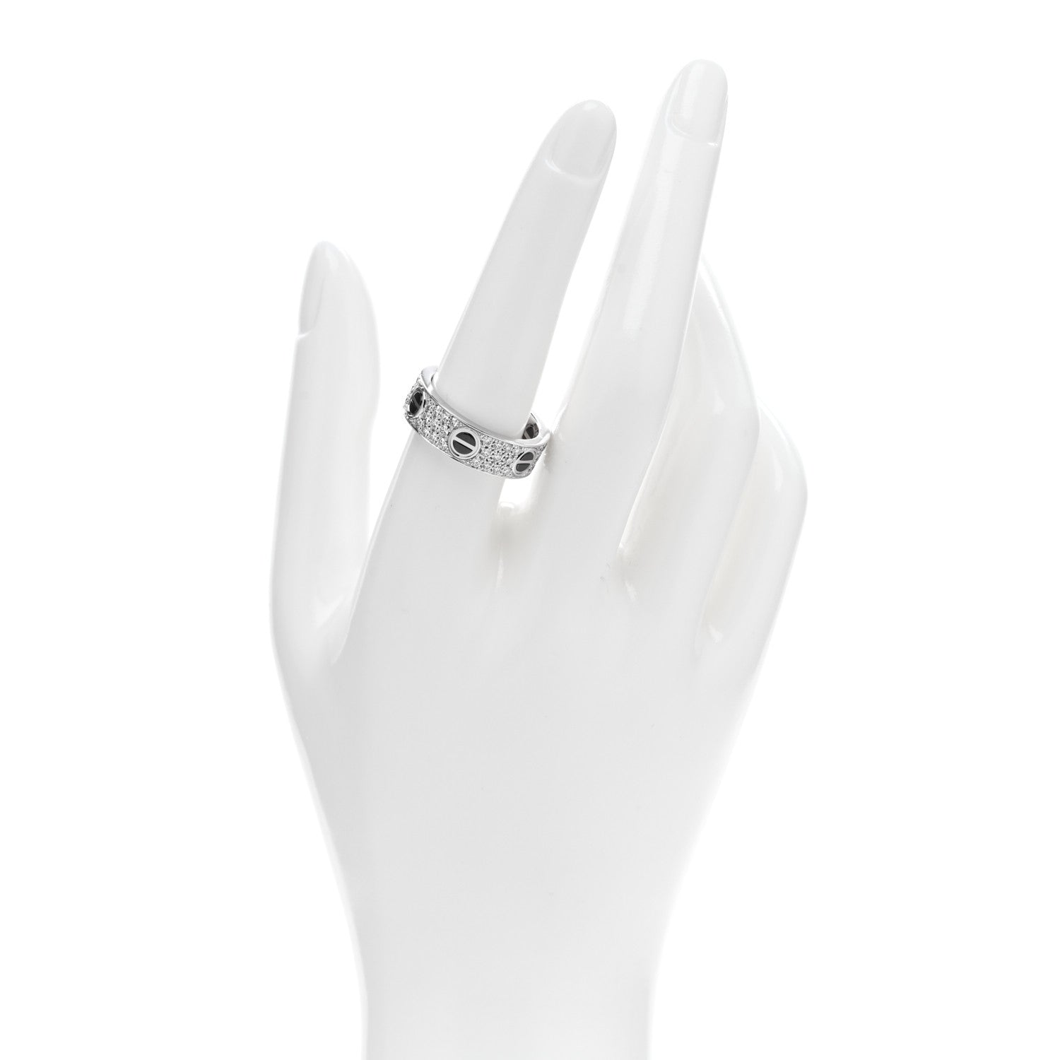 Cartier 18K White Gold Diamond Ceramic LOVE Paved Ring 57 8 2 of 5
