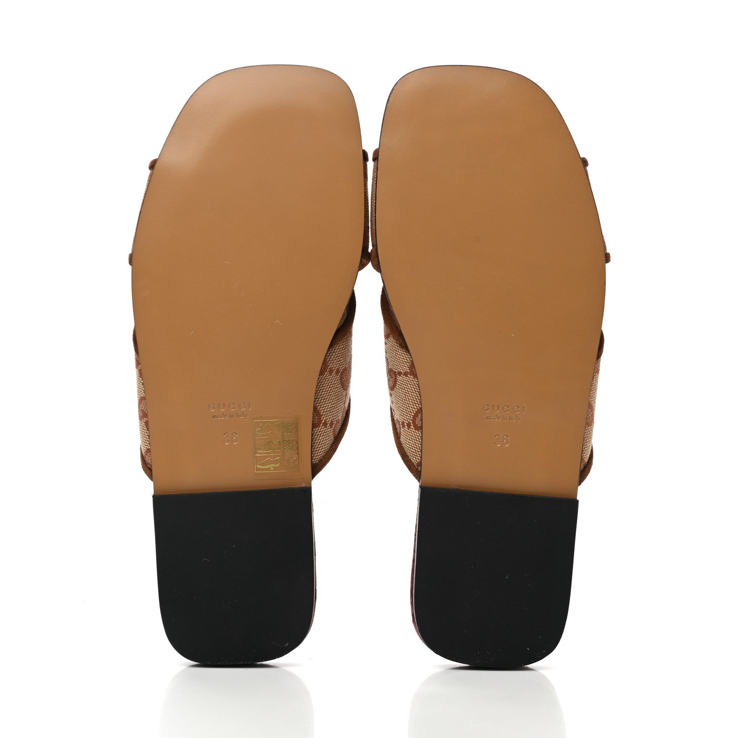 Gucci GG Monogram Suede Womens Criss Cross Slide Sandals 36 Beige Ruggine Cuir 5 of 9