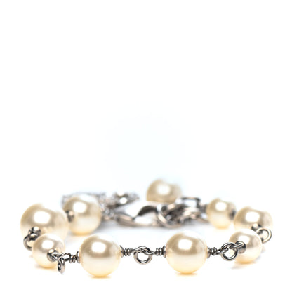 Chanel Baguette Crystal Pearl CC Bracelet Silver 1 of 4