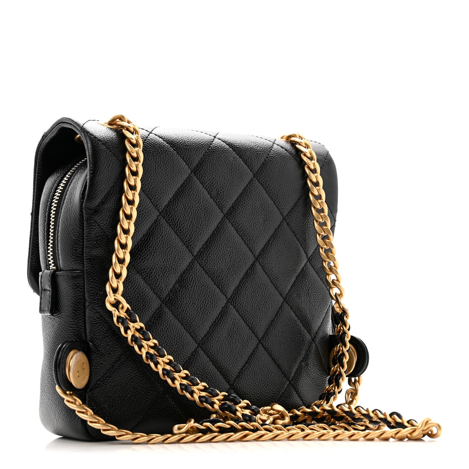 Chanel Shiny Caviar Quilted Chain Melody Backpack Black 3 of 14