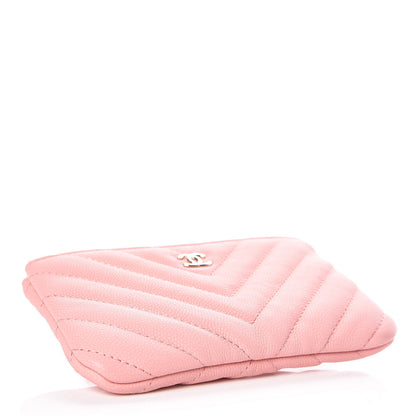 Chanel Caviar Chevron Quilted Small Cosmetic Case Pink 4 of 10
