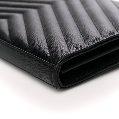 Saint Laurent Grain De Poudre Matelasse Chevron Monogram Chain Wallet Black 12 of 12