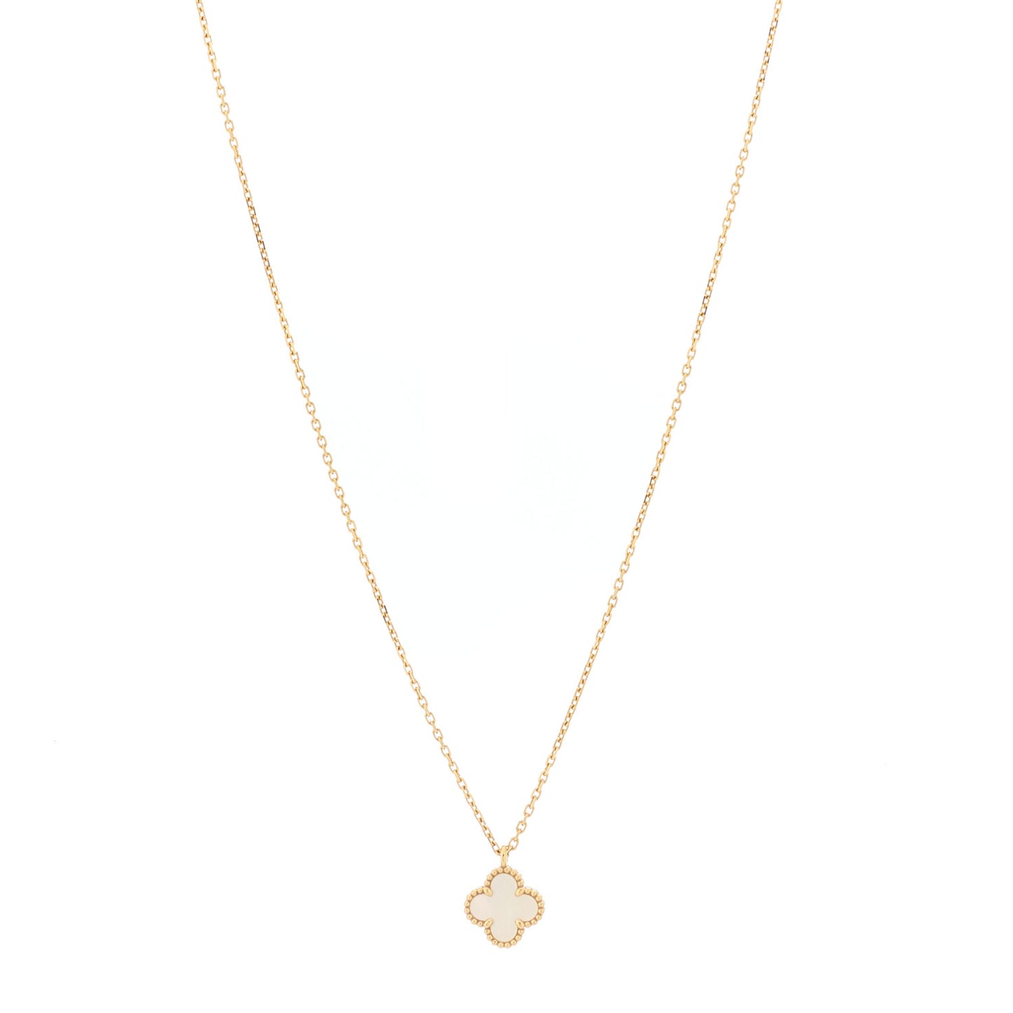 18K Yellow Gold Mother of Pearl Sweet Alhambra Pendant Necklace