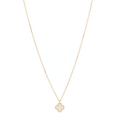 Van Cleef & Arpels 18K Yellow Gold Mother of Pearl Sweet Alhambra Pendant Necklace 1 of 6