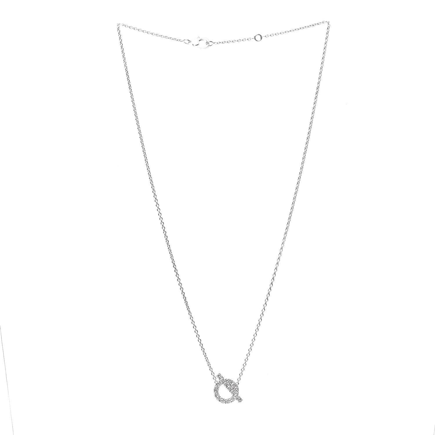 Hermes 18K White Gold Diamond Finesse Pendant Necklace 3 of 6