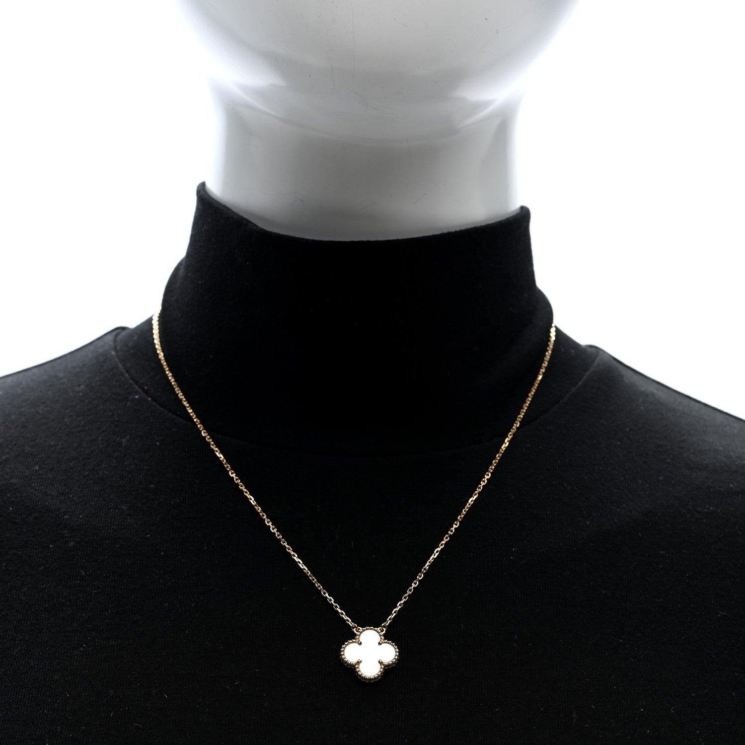 Van Cleef & Arpels 18K Yellow Gold Mother of Pearl Vintage Alhambra Pendant Necklace 2 of 5