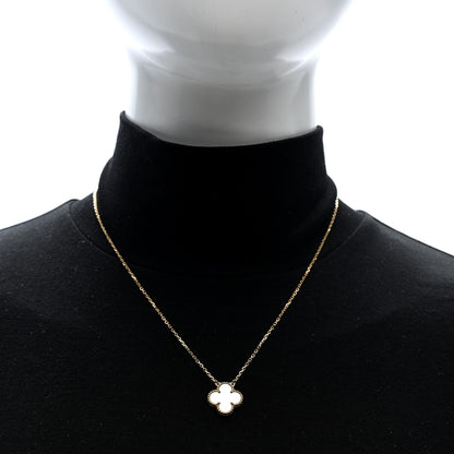 Van Cleef & Arpels 18K Yellow Gold Mother of Pearl Vintage Alhambra Pendant Necklace 2 of 5