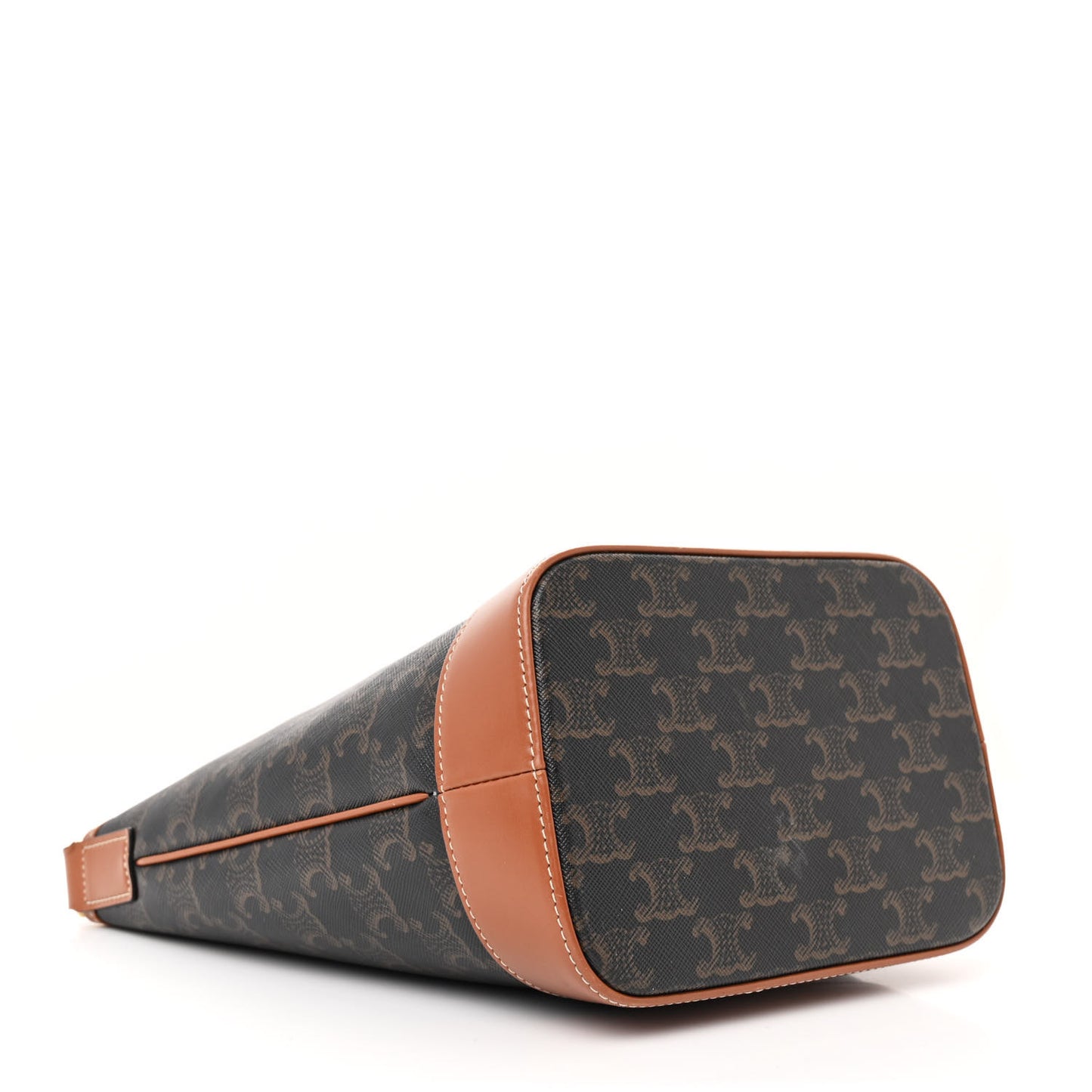 Triomphe Canvas Calfskin Small Bucket Bag Tan