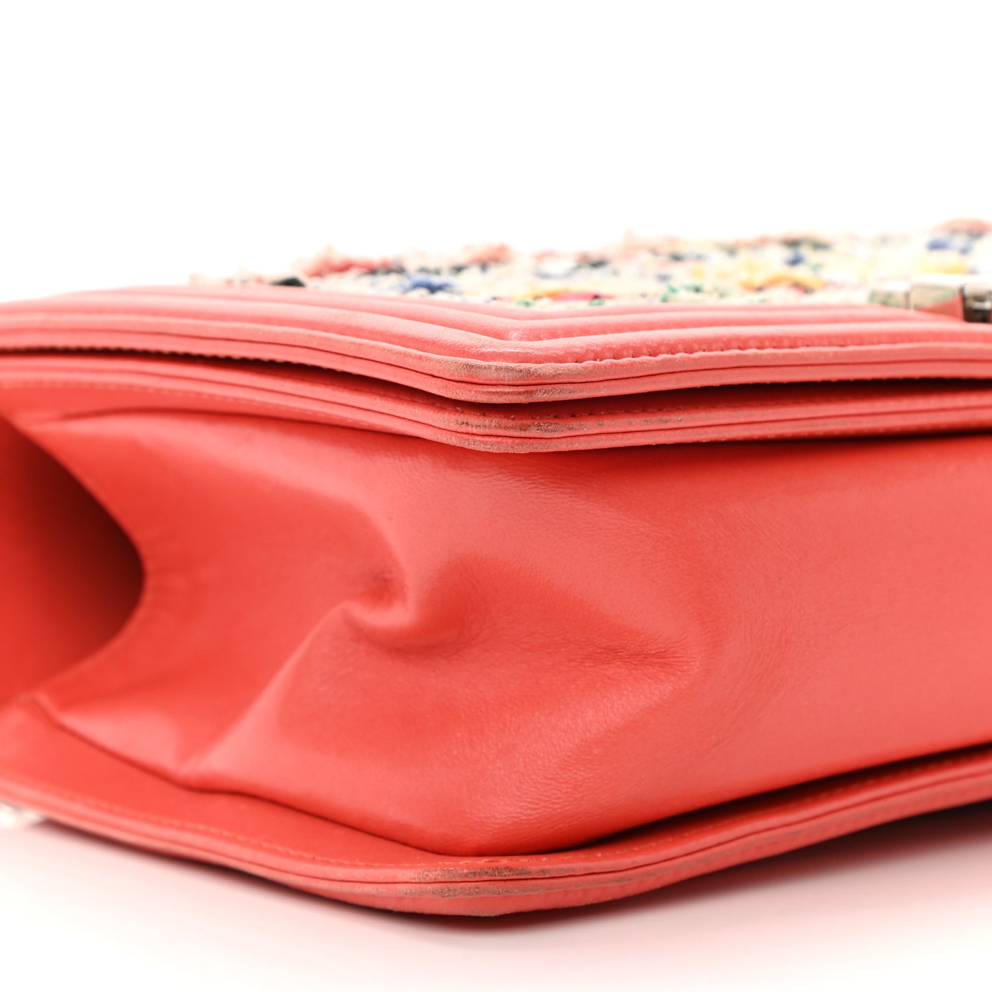 Lambskin Tweed Medium Boy Flap Coral