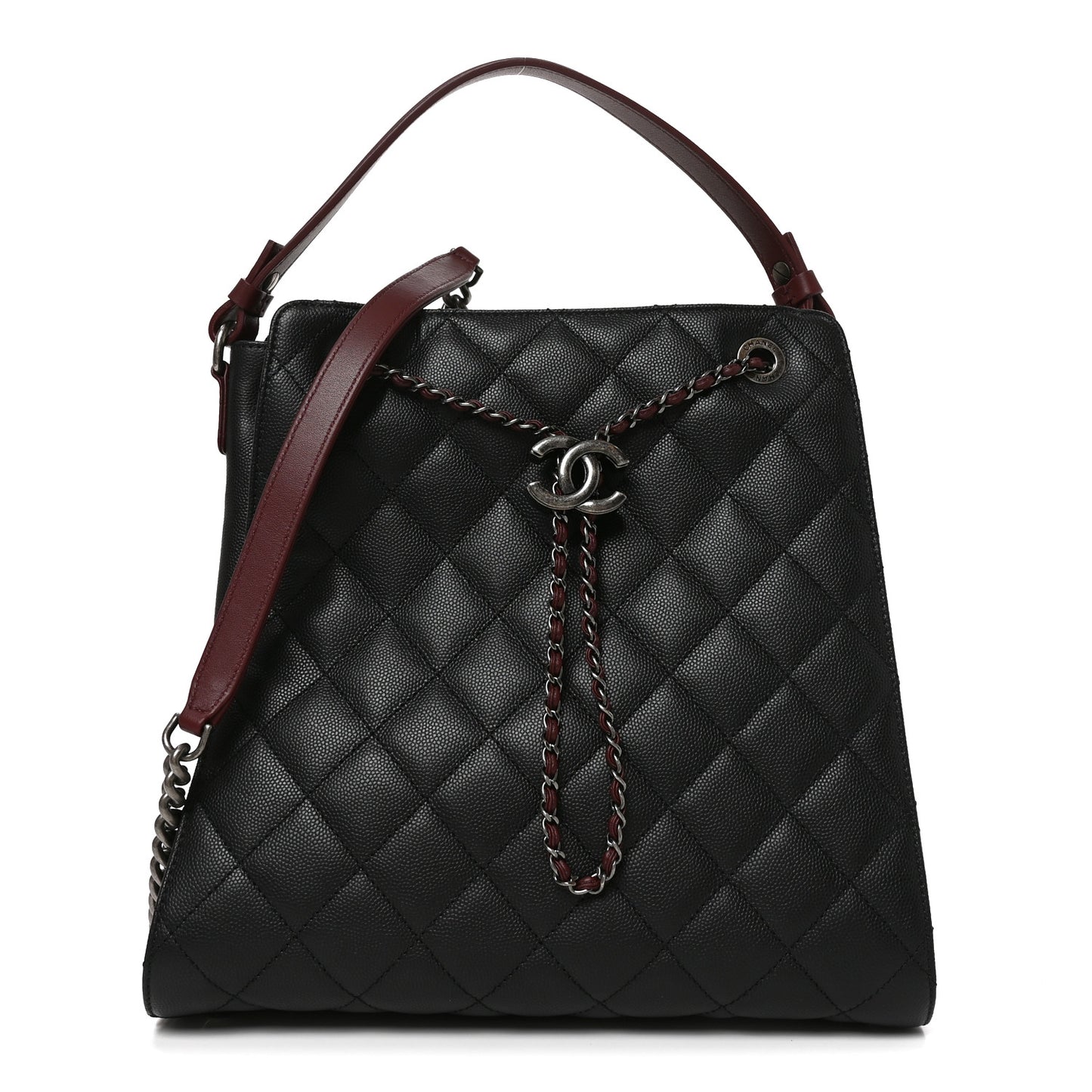 Caviar Quilted Medium CC Bucket Bag Black