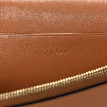 Celine Smooth Lambskin Frame Evening Chain Clutch Tan Optic White 6 of 9
