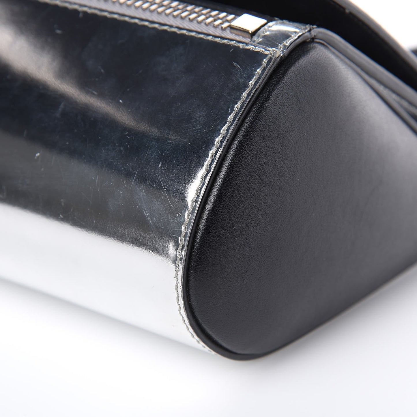 Metallic Calfskin Mini Pandora Box Crossbody Bag Silver