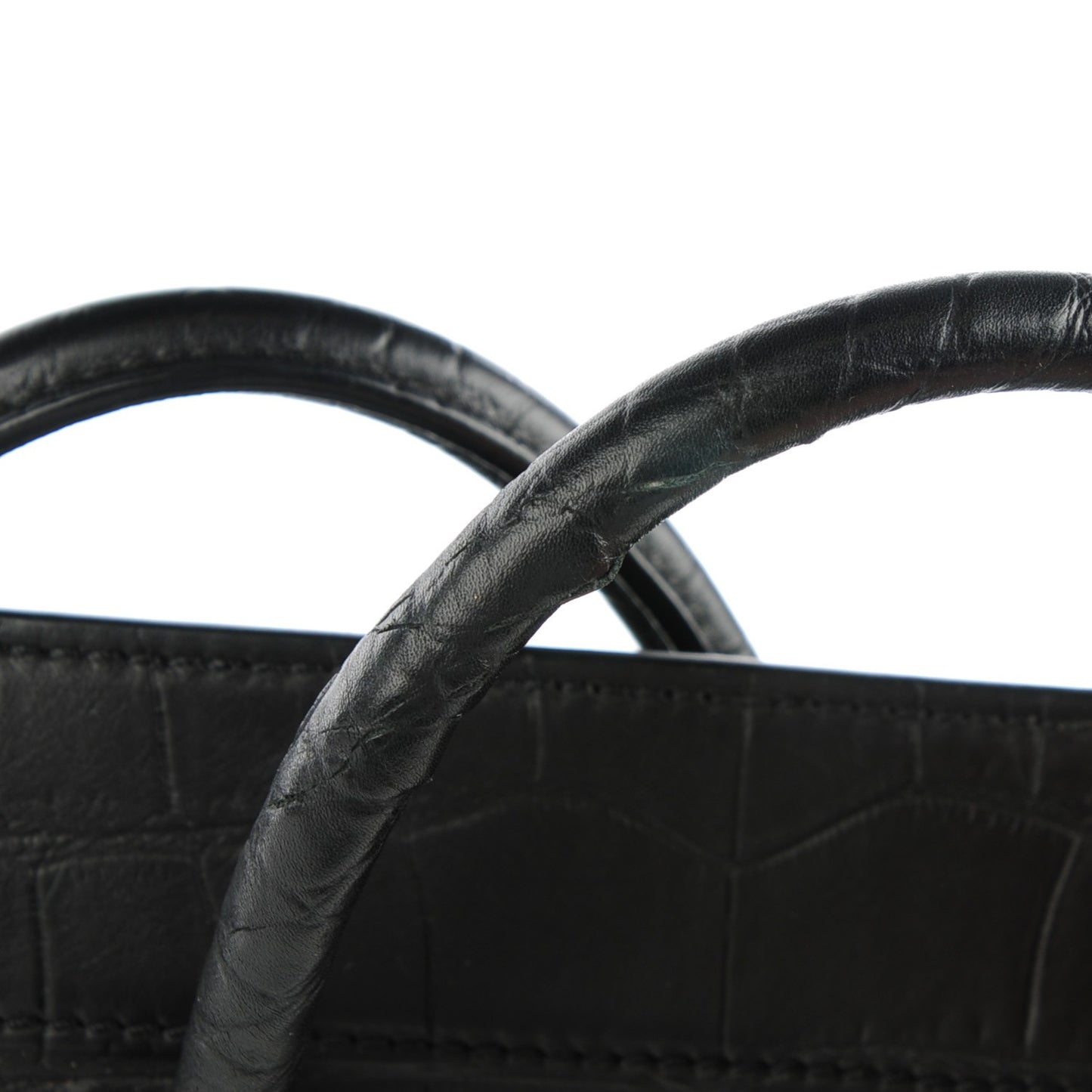 Crocodile Embossed Calfskin Medium Phantom Luggage Black