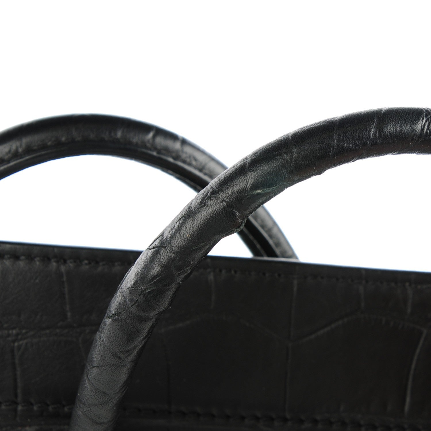 Celine Crocodile Embossed Calfskin Medium Phantom Luggage Black 9 of 9