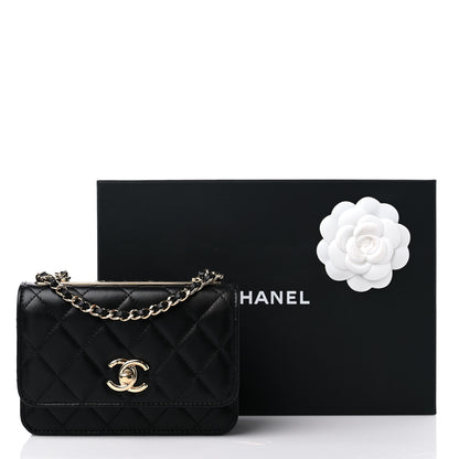Chanel Lambskin Quilted Mini Trendy CC Wallet On Chain WOC Black 11 of 11