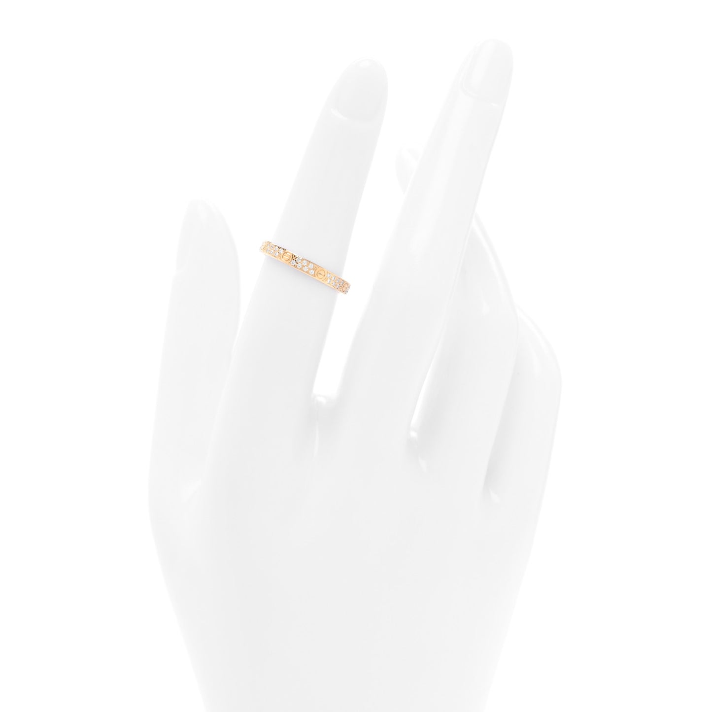 18K Yellow Gold Diamond 2.6mm LOVE Paved Band Ring 51 5.75