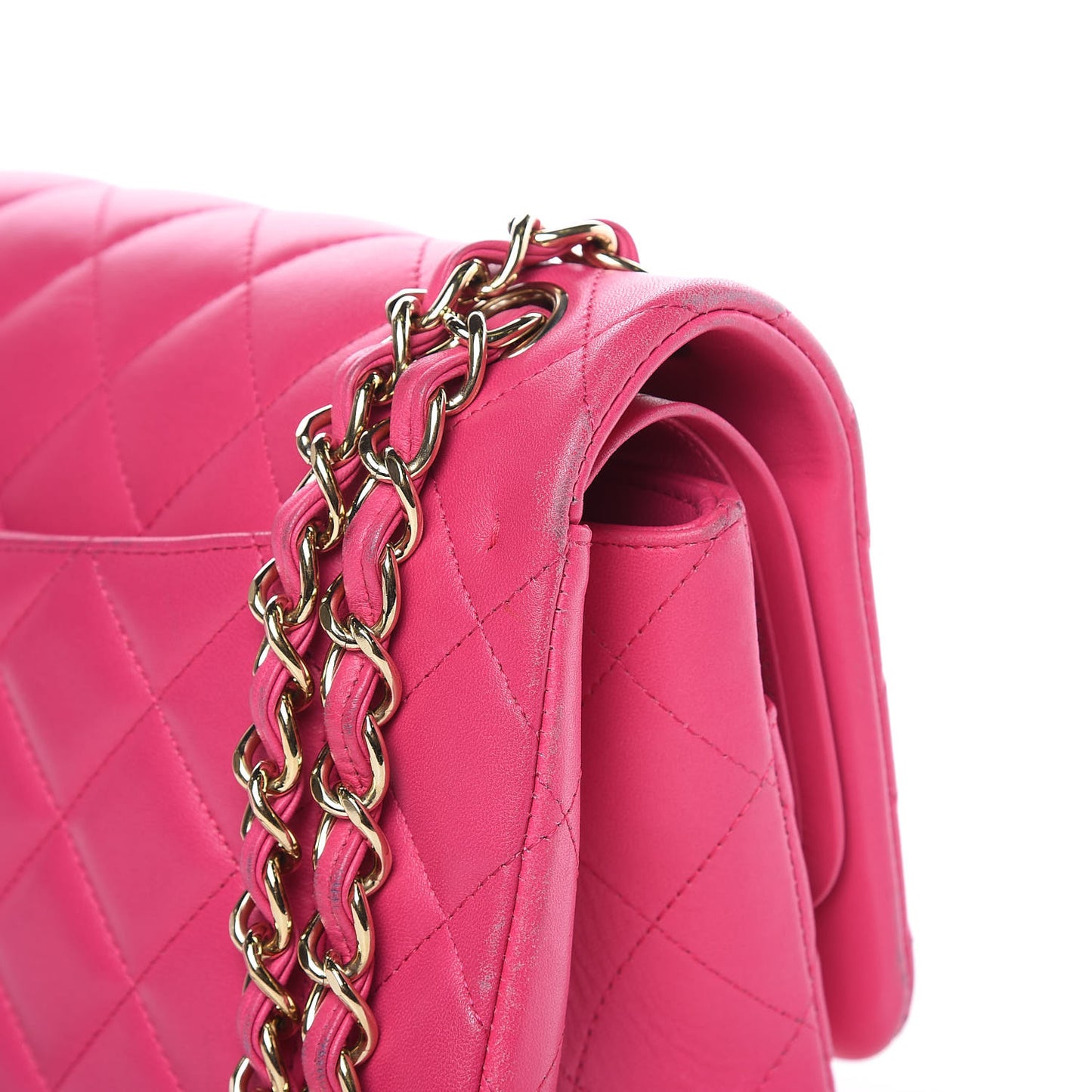 Lambskin Quilted Jumbo Double Flap Fuchsia