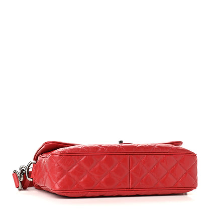Chanel Crumpled Calfskin Quilted Medium Casual Rock Flap Red 4 of 9