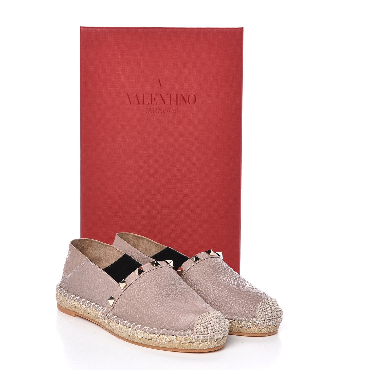 Valentino Garavani Pebbled Calfskin Rockstud Espadrilles 35 Poudre 9 of 9