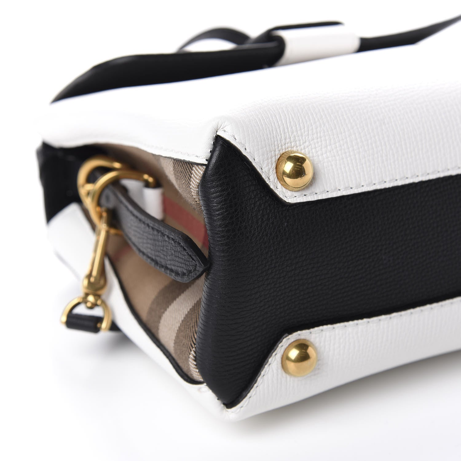 Burberry Derby Calfskin House Check Small Camberley Chalk White Black 6 of 10
