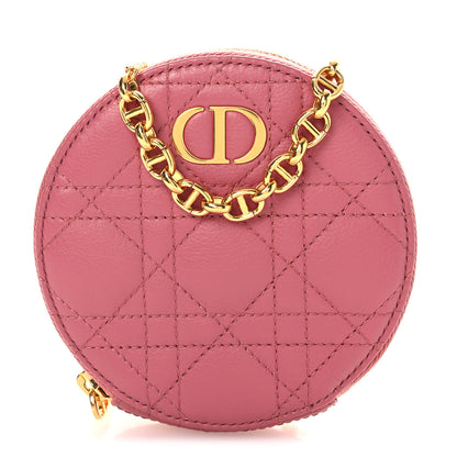 Christian Dior Calfskin Cannage Round Caro Pouch Pink Yarrow 2 of 23