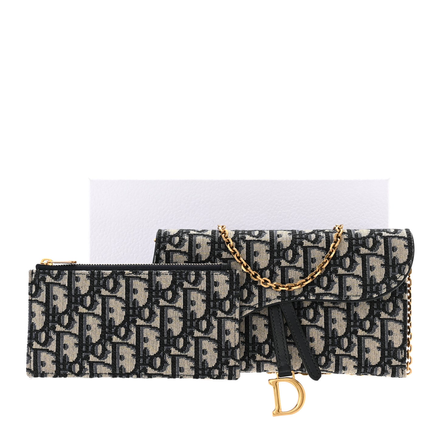 Oblique Saddle Chain Long Wallet Blue